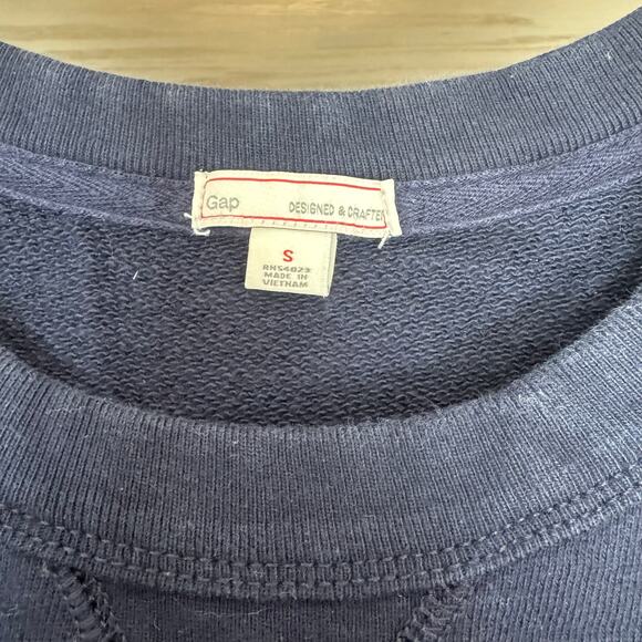 Gap 3/4 Length Sleeve Crewneck Sweatshirt in Dark Navy - Picture 3 of 3